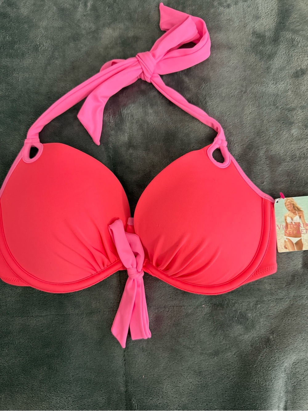 Victoria's Secret Bright Coral Push-Up Bikini Top